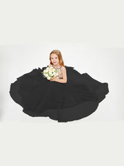 Long Junior Bridesmaid Gown Sequined Top Tulle Skirt Black
