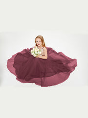 Long Junior Bridesmaid Gown Sequined Top Tulle Skirt Cabernet