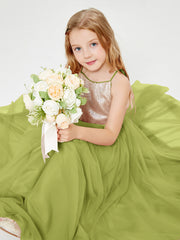 Long Junior Bridesmaid Gown Sequined Top Tulle Skirt Clover