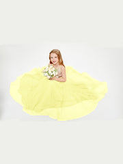 Long Junior Bridesmaid Gown Sequined Top Tulle Skirt Daffodil
