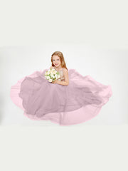 Long Junior Bridesmaid Gown Sequined Top Tulle Skirt Dusk