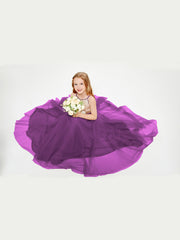 Long Junior Bridesmaid Gown Sequined Top Tulle Skirt Grape