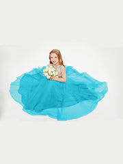 Long Junior Bridesmaid Gown Sequined Top Tulle Skirt Jade