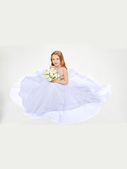 Long Junior Bridesmaid Gown Sequined Top Tulle Skirt Lavender