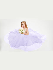 Long Junior Bridesmaid Gown Sequined Top Tulle Skirt Lilac