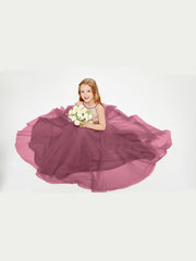 Long Junior Bridesmaid Gown Sequined Top Tulle Skirt Mulberry