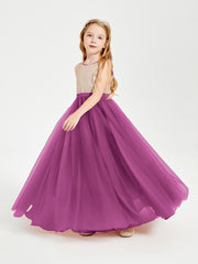 Long Junior Bridesmaid Gown Sequined Top Tulle Skirt Orchid