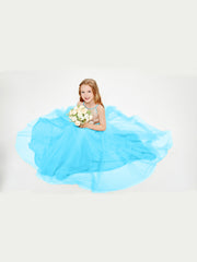Long Junior Bridesmaid Gown Sequined Top Tulle Skirt Pool