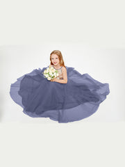 Long Junior Bridesmaid Gown Sequined Top Tulle Skirt Stormy