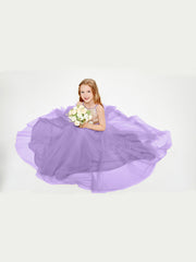 Long Junior Bridesmaid Gown Sequined Top Tulle Skirt Tahiti