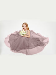 Long Junior Bridesmaid Gown Sequined Top Tulle Skirt Vintage Mauve