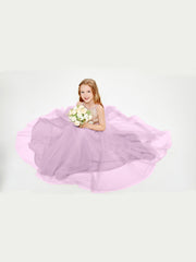 Long Junior Bridesmaid Gown Sequined Top Tulle Skirt Wisteria