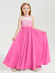 Long Chiffon Bridesmaid Dresses Lace Top Azalea
