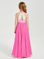 Long Chiffon Bridesmaid Dresses Lace Top Azalea
