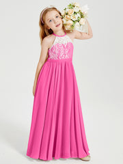 Long Chiffon Bridesmaid Dresses Lace Top Azalea