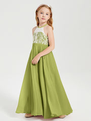 Long Chiffon Bridesmaid Dresses Lace Top Clover