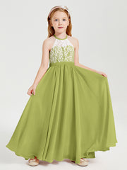 Long Chiffon Bridesmaid Dresses Lace Top Clover