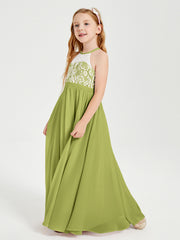 Long Chiffon Bridesmaid Dresses Lace Top Clover