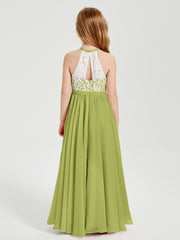 Long Chiffon Bridesmaid Dresses Lace Top Clover