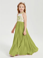 Long Chiffon Bridesmaid Dresses Lace Top Clover