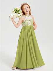 Long Chiffon Bridesmaid Dresses Lace Top Clover
