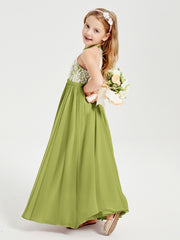 Long Chiffon Bridesmaid Dresses Lace Top Clover