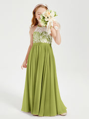 Long Chiffon Bridesmaid Dresses Lace Top Clover