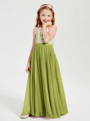 Long Chiffon Bridesmaid Dresses Lace Top Clover