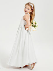 Long Chiffon Bridesmaid Dresses Lace Top Ivory