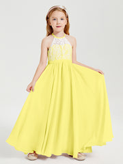 Long Chiffon Bridesmaid Dresses Lace Top Lemon