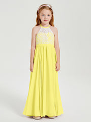 Long Chiffon Bridesmaid Dresses Lace Top Lemon