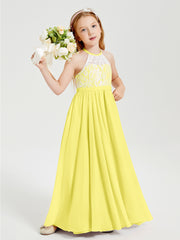 Long Chiffon Bridesmaid Dresses Lace Top Lemon