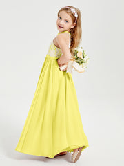Long Chiffon Bridesmaid Dresses Lace Top Lemon