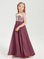 Long Chiffon Bridesmaid Dresses Lace Top Mulberry