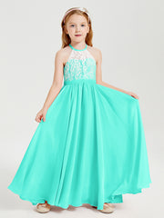 Long Chiffon Bridesmaid Dresses Lace Top Spa