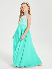 Long Chiffon Bridesmaid Dresses Lace Top Spa