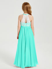 Long Chiffon Bridesmaid Dresses Lace Top Spa