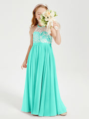 Long Chiffon Bridesmaid Dresses Lace Top Spa