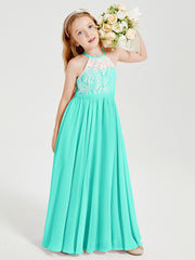 Long Chiffon Bridesmaid Dresses Lace Top Spa