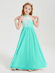 Long Chiffon Bridesmaid Dresses Lace Top Spa