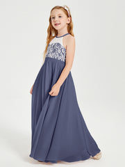 Long Chiffon Bridesmaid Dresses Lace Top Stormy