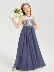 Long Chiffon Bridesmaid Dresses Lace Top Stormy
