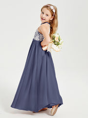 Long Chiffon Bridesmaid Dresses Lace Top Stormy