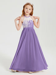 Long Chiffon Bridesmaid Dresses Lace Top Tahiti