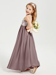 Long Chiffon Bridesmaid Dresses Lace Top Vintage Mauve