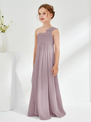 One ruffle Shoulder Junior Bridesmaid Dresses Dusk