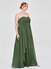 Sweetheart Neck Empire Chiffon Bridemsiad Gown Olive Green Plus Size