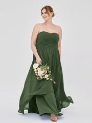 Sweetheart Neck Empire Chiffon Bridemsiad Gown Olive Green