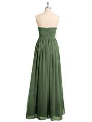 Sweetheart Neck Empire Chiffon Bridemsiad Gown Olive Green