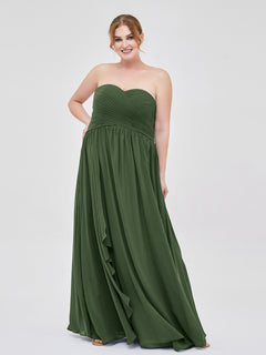 Sweetheart Neck Empire Chiffon Bridemsiad Gown Olive Green